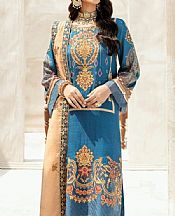 Denim Blue Raw Silk Suit- Pakistani Chiffon Dress