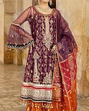 Mohagni Plum/Orange Net Suit- Pakistani Chiffon Dress