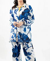 Mor To Go Blue Floral Co-ord Se- Pakistani Designer Chiffon Suit