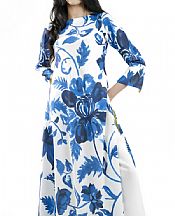 Mor To Go Blue Floral Long- Pakistani Designer Chiffon Suit