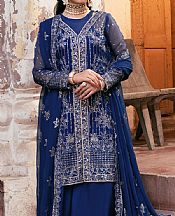 Motifz Royal Blue Organza Suit- Pakistani Designer Chiffon Suit