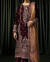 Motifz Maroon Velvet Suit- Pakistani Winter Dress