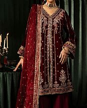 Motifz Wine Velvet Suit- Pakistani Winter Clothing