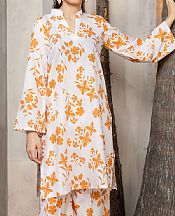 White/Mustard Lawn Suit (2 Pcs)
