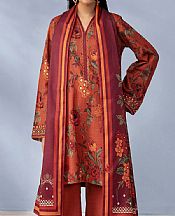 Motifz Bright Orange Khaddar Suit- Pakistani Winter Dress