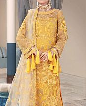 Golden Yellow Net Suit- Pakistani Designer Chiffon Suit