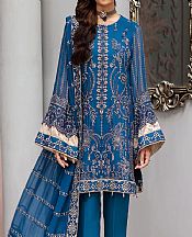 Denim Blue Chiffon Suit- Pakistani Designer Chiffon Suit