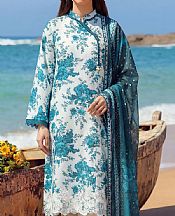 White/Teal Lawn Suit