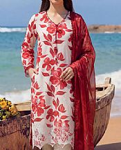 White/Maroon Lawn Suit