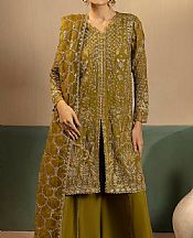 Motifz Olive Green Chiffon Suit- Pakistani Designer Chiffon Suit