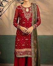 Motifz Scarlet Chiffon Suit- Pakistani Designer Chiffon Suit