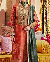 Motifz Cornell Red Jacquard Suit- Pakistani Chiffon Dress