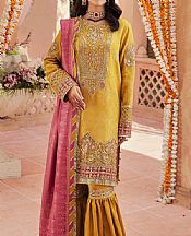 Motifz Mustard Jacquard Suit- Pakistani Designer Chiffon Suit