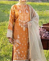 Tangerine Orange Satin Cotton Suit- Pakistani Winter Dress