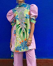 Green/Lilac Lawn Suit