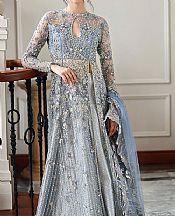 Mushq Cadet Blue Net Suit- Pakistani Designer Chiffon Suit