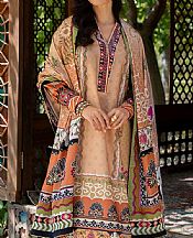 Mushq Fawn Raw Silk Suit- Pakistani Chiffon Dress