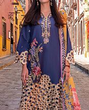 Mushq Navy Blue Lawn Suit- Pakistani Designer Lawn Suits