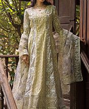 Mushq Thistle Green/Dusty Grey Net Suit- Pakistani Designer Chiffon Suit