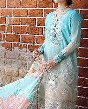 Mushq Turquoise/Coral Lawn Suit- Pakistani Designer Lawn Suits