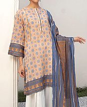 Cornflower Blue/Peach Lawn Suit (2 Pcs)- Pakistani Lawn Dress