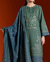 Nishat Blue/Green Jacquard Suit- Pakistani Winter Dress