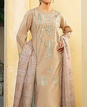Nishat Beige Cambric Suit- Pakistani Lawn Dress