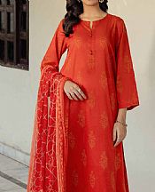 Nishat Dark Pastel Red Lawn Suit (2 pcs)- Pakistani Designer Lawn Suits