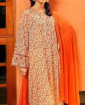 Nishat Burnt Orange/Off White Lawn Suit- Pakistani Designer Lawn Suits