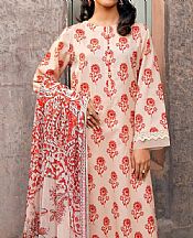 Nishat Ivory/Red Lawn Suit- Pakistani Designer Lawn Suits