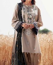 Nishat Beige Cambric Suit- Pakistani Designer Lawn Suits