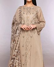 Beige Lawn Suit- Pakistani Designer Lawn Dress