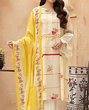 Off-white/Yellow Lawn Suit- Pakistani Lawn Dress