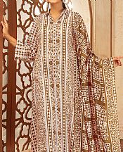Off-white/Brown Lawn Suit (2 Pcs)- Pakistani Designer Lawn Dress