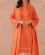 Nishat Safety Orange Lawn Suit- Pakistani Designer Lawn Suits