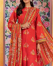 Nishat Vermillion Red Lawn Suit- Pakistani Designer Lawn Suits