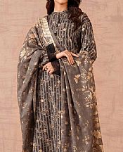 Nishat Dark Grey Lawn Suit- Pakistani Designer Lawn Suits