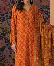 Nishat Safety Orange Lawn Suit- Pakistani Designer Lawn Suits