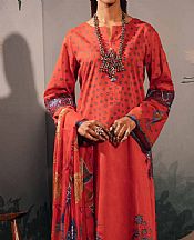 Nishat Red Lawn Suit (2 Pcs)- Pakistani Lawn Dress