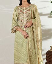 Khaki Yellow Lawn Suit- Pakistani Designer Lawn Dress