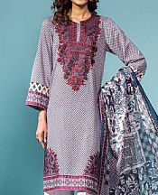 White/Denim Blue Lawn Suit- Pakistani Designer Lawn Dress