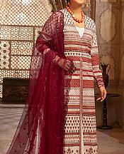 Off-white/Scarlet Lawn Suit- Pakistani Designer Lawn Dress