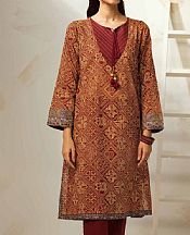 Maroon/Sand Gold Lawn Suit (2 Pcs)- Pakistani Designer Lawn Dress