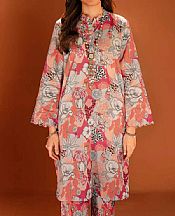 Coral/Peach Lawn Suit (2 Pcs)- Pakistani Lawn Dress
