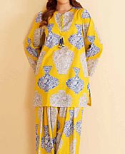 Nishat Golden Yellow Lawn Suit (2 pcs)- Pakistani Lawn Dress