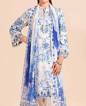 Nishat Blue/Off White Lawn Suit (2 pcs)- Pakistani Lawn Dress
