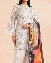 Nishat Grey Lawn Suit (2 pcs)- Pakistani Designer Lawn Suits