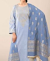 Nishat Cloudy Blue Satin Suit- Pakistani Lawn Dress