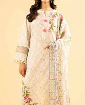 Nishat Off White Lawn Suit- Pakistani Lawn Dress