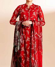 Nishat Red Lawn Suit- Pakistani Designer Lawn Suits